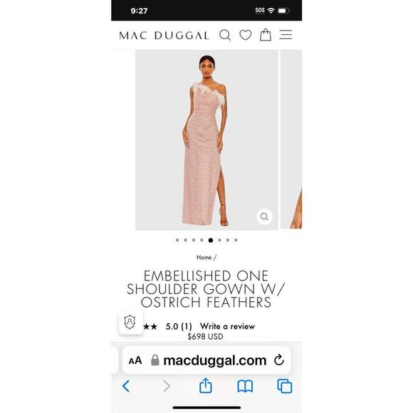 Mac Duggal Prom Long One Shoulder Side Slit Formal Gown Dress Rose Size 4 NWT - Picture 7 of 13